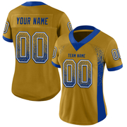 Custom Old Gold Royal-White Mesh Drift Fashion Football Jersey