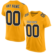 Custom Gold Black-White Mesh Authentic Football Jersey