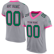 Custom Gray Kelly Green-Pink Mesh Authentic Football Jersey