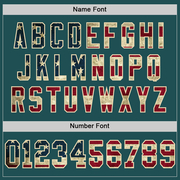 Custom Midnight Green Vintage USA Flag Cream-Red Mesh Authentic Throwback Football Jersey