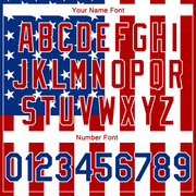 Custom White Royal-Red 3D American Flag Fashion Authentic Basketball Jersey