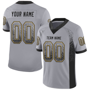 Custom Gray Black-Old Gold Mesh Drift Fashion Football Jersey