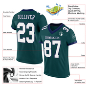 Custom Midnight Green White Gray-Navy Mesh Authentic Football Jersey