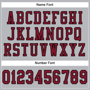 Custom Gray Crimson-Black Mesh Authentic Football Jersey