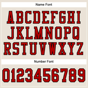 Custom Cream Red-Black Mesh Authentic Football Jersey