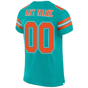 Custom Aqua Orange-White Mesh Authentic Football Jersey