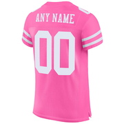 Custom Pink White Mesh Authentic Football Jersey