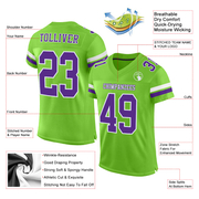 Custom Neon Green Purple-White Mesh Authentic Football Jersey