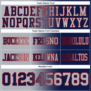 Custom Navy Gray-Red Mesh Authentic Gradient Fashion Football Jersey