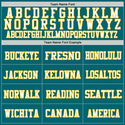 Custom Teal White-Gold Mesh Authentic Throwback Football Jersey