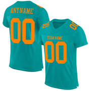 Custom Aqua Bay Orange Mesh Authentic Football Jersey