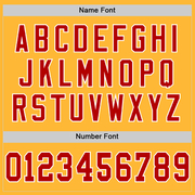 Custom Gold Red-White Mesh Authentic Throwback Football Jersey