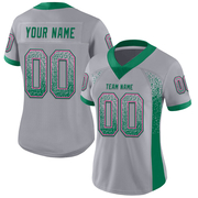 Custom Gray Kelly Green-Pink Mesh Drift Fashion Football Jersey