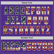 Custom Purple Vintage USA Flag Cream-Black Mesh Authentic Throwback Football Jersey