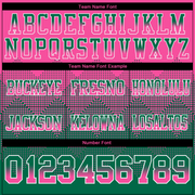 Custom Pink Kelly Green-White Mesh Authentic Gradient Square Shape Flag Football Jersey