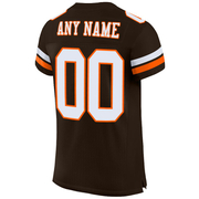 Custom Brown White-Orange Mesh Authentic Football Jersey