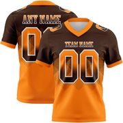 Custom Brown Orange-White Mesh Authentic Gradient Square Shape Flag Football Jersey