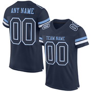 Custom Navy White-Light Blue Mesh Authentic Football Jersey
