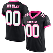 Custom Black White-Pink Mesh Authentic Football Jersey