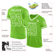 Custom Neon Green White Mesh Authentic Throwback Football Jersey