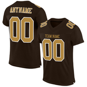Custom Brown Old Gold-White Mesh Authentic Football Jersey