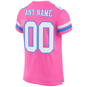 Custom Pink White-Powder Blue Mesh Authentic Football Jersey