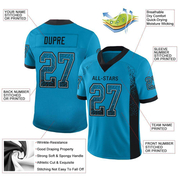 Custom Panther Blue Black-Gray Mesh Drift Fashion Football Jersey