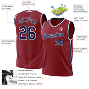 Custom Maroon Navy-White Authentic Throwback Basketball Jersey