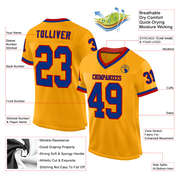Custom Gold Royal-Red Mesh Authentic Throwback Football Jersey