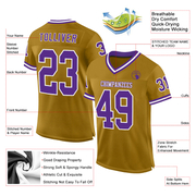 Custom Old Gold Purple-White Mesh Authentic Throwback Football Jersey