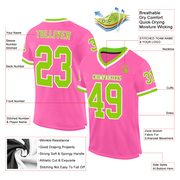 Custom Pink Neon Green-White Mesh Authentic Throwback Football Jersey