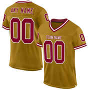 Custom Old Gold Maroon-White Mesh Authentic Throwback Football Jersey