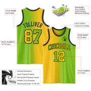 Custom Neon Green Yellow-Black Authentic Gradient Fashion Basketball Jersey