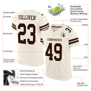 Custom Cream Brown Mesh Authentic Football Jersey