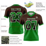 Custom Brown Grass Green-White Mesh Authentic Gradient Square Shape Flag Football Jersey
