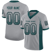 Custom Light Gray Midnight Green-Black Mesh Drift Fashion Football Jersey