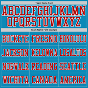 Custom Panther Blue Red-White Mesh Authentic Football Jersey