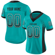 Custom Aqua Black-White Mesh Drift Fashion Football Jersey