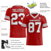 Custom Red White-Gray Mesh Authentic Football Jersey