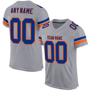 Custom Light Gray Royal-Orange Mesh Authentic Football Jersey