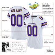 Custom White Purple-Old Gold Mesh Authentic Football Jersey