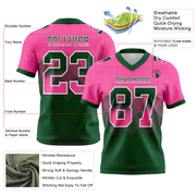 Custom Pink Green-White Mesh Authentic Gradient Square Shape Flag Football Jersey