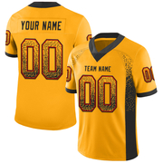 Custom Gold Black-Red Mesh Drift Fashion Football Jersey