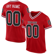 Custom Red Black-White Mesh Authentic Throwback Football Jersey