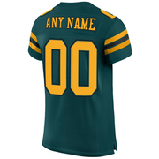 Custom Midnight Green Gold-Black Mesh Authentic Football Jersey