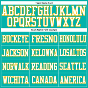 Custom Aqua White-Gold Mesh Authentic Football Jersey