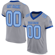 Custom Gray Light Blue-Royal Mesh Authentic Football Jersey