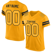 Custom Gold Gold-Black Mesh Authentic Football Jersey