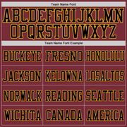 Custom Burgundy Black-Gold Mesh Authentic Football Jersey