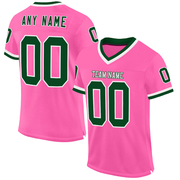 Custom Pink Green-White Mesh Authentic Throwback Football Jersey